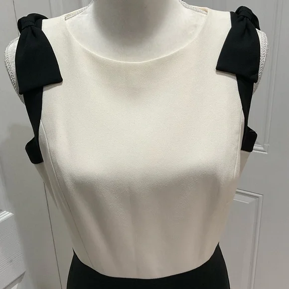 🌱NWT Talbots Women’s Maxi Black/White Shoulders Bows Details, Size 6 - Picture 2 of 13